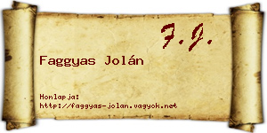 Faggyas Jolán névjegykártya